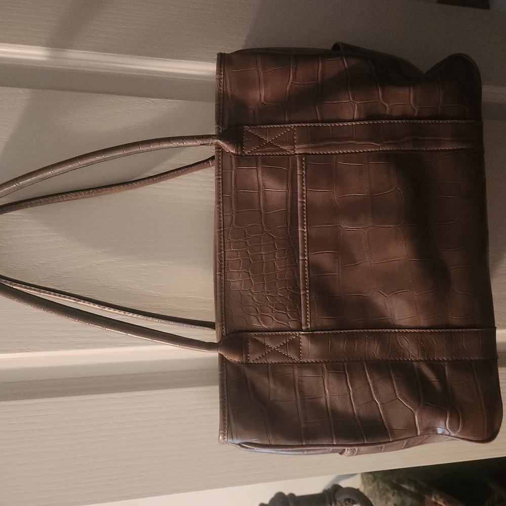 Kim ROGERS Brown Crocodile Embossed Tote Bag